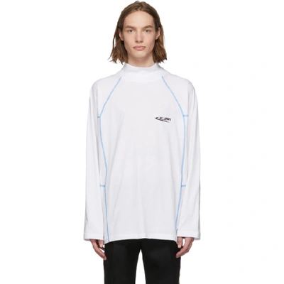 Calvin Klein 205w39nyc White Scuba Mock Neck Long Sleeve T-shirt In 100 Op Wht