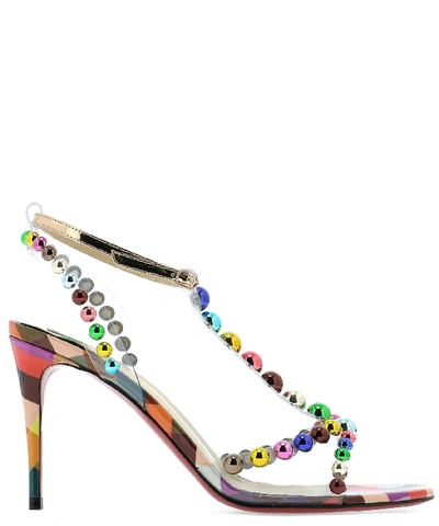Christian Louboutin Faridaravie 100 Embellished Pvc And Mirrored-leather Sandals In Multi
