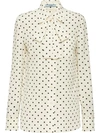 PRADA PRADA POLKA DOT PUSSYBOW SHIRT - WHITE