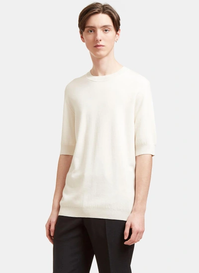 Aiezen Silk And Cashmere-blend Fine-knit T-shirt In White