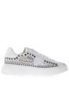 PHILIPPE MODEL TEMPLE WHITE LEATHER STUDDED SNEAKERS,10898462
