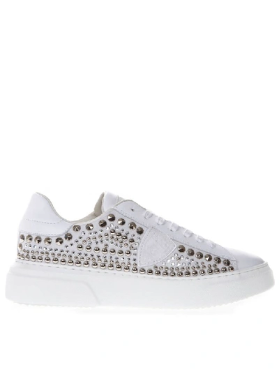 Philippe Model Temple White Leather Studded Sneakers <br>