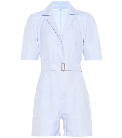 Giuliva Heritage Collection The Sienna Belted Cotton Oxford Playsuit In Blue