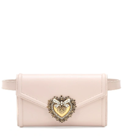 Dolce & Gabbana Devotion Leather Belt Bag In Pink