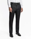 Santorelli Luxury Flat Front Wool Dress Pants In Gray