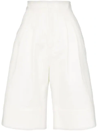 Markoo High-waisted Wide-leg Cotton Shorts - 白色 In White