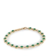 SUZANNE KALAN YELLOW GOLD, DIAMOND AND EMERALD ONE OF A KIND TENNIS BRACELET,14868385