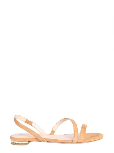 Nicholas Kirkwood Casati Mini Pearl-heeled Suede Sandals In Beige