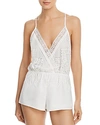 Flora Nikrooz Genevive Charm Lace Chiffon Romper In Anitique Ivory