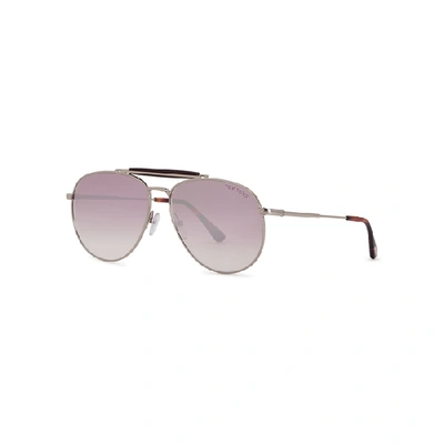 Tom Ford Sean Aviator-style Sunglasses In Silver