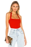 Superdown Reece Halter Bodysuit In Red