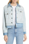 ALICE AND OLIVIA TWO-TONE DOUBLE DENIM JACKET,CD281101SPP