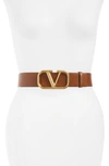 Valentino Garavani 70mm Go Logo Reversible Leather Belt In Brown