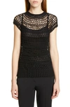 Theory Tissage Crochet T-shirt In Jet Black