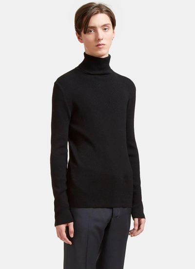 Aiezen Wool-blend Fine-knit Turtleneck Sweater In Black