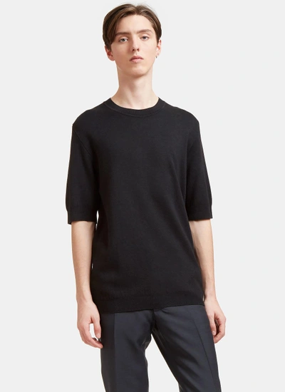 Aiezen Silk And Cashmere-blend Fine-knit T-shirt In Black