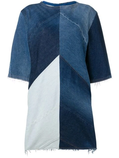 Acne Studios Frayed Paneled Denim Mini Dress In Blue