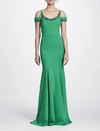 MARCHESA NOTTE FALL/WINTER 2018 MARCHESA NOTTE COLD SHOULDER STRETCH CREPE GOWN,N25G0638