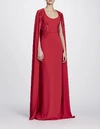 MARCHESA NOTTE Marchesa Notte Sequin Embroidered Cape Gown N25G0659,N25G0659