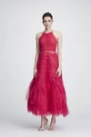 MARCHESA NOTTE SLEEVELESS TULLE MIDI-TEA DRESS,MN19RD0805-5