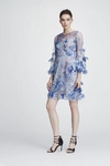 MARCHESA NOTTE LONG SLEEVE EMBROIDERED COCKTAIL DRESS,MN19RD0764-9