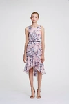 MARCHESA NOTTE SLEEVELESS PRINTED FLORAL CHIFFON COCKTAIL DRESS,MN19SD0854-9