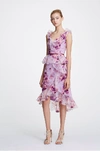 MARCHESA NOTTE SLEEVELESS FLORAL ORGANZA COCKTAIL DRESS,MN19SD0855-4