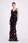 MARCHESA NOTTE SLEEVELESS EMBROIDERED FIT AND FLARE GOWN,MN19FG1003B-8