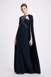 MARCHESA NOTTE BEADED CAPE GOWN,MN19FG1015-9