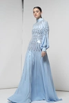 ISABEL SANCHIS LONG SLEEVE ESMERALD GOWN,IS19FG115-SI