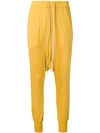 RICK OWENS RICK OWENS LILIES DROPPED CROTCH TRACK PANTS - YELLOW