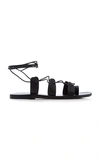 Ancient Greek Sandals Alcyone Lace-up Metallic Leather Sandals In Black