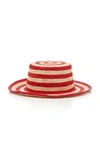 SENSI STUDIO EXCLUSIVE LACE-UP STRIPED STRAW HAT,720309
