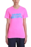Marc Jacobs Fluorescent Logo Print Tee In Rose-pink
