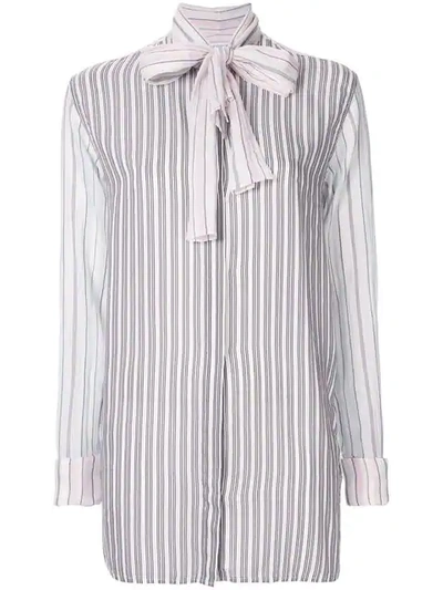 Jw Anderson Striped Bow Tie Shirt In White