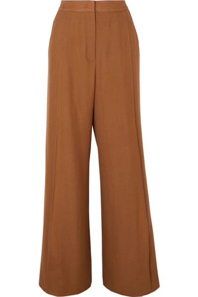 Agnona Wool And Cashmere-blend Straight-leg Trousers In Brown