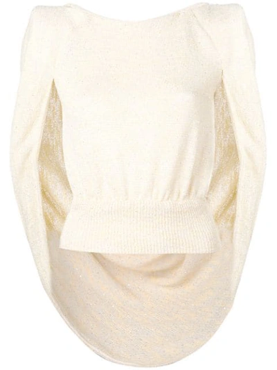 Talbot Runhof Chunky Knit Cape Top In Yellow