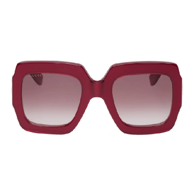 Gucci Oversized Square Web Gg Sunglasses In 005 Red