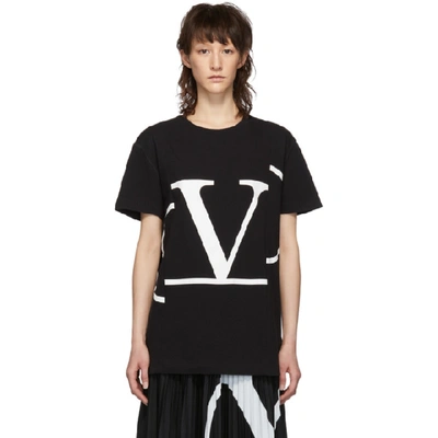 Valentino Reconstructed Logo Tee In Black