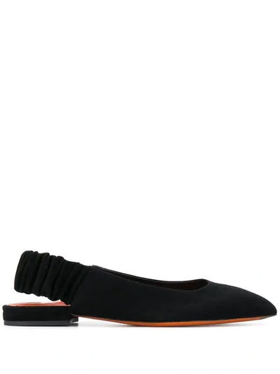 Santoni Pointed Ballerina Shoes In Black