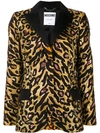 Moschino Faille-trimmed Embellished Cotton Blazer In Gold
