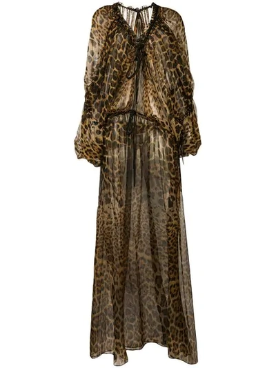 Saint Laurent Leopard-print Maxi Dress In Multicolor