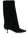 SERGIO ROSSI FRINGED POINTED BOOTS