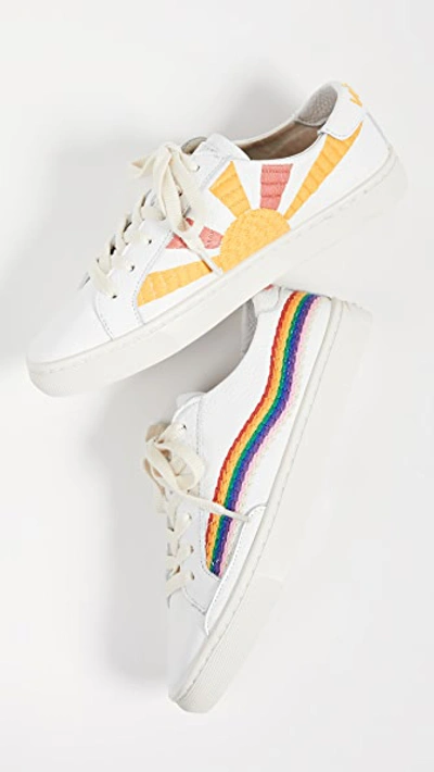 Soludos Shooting Star Embroidered Leather Trainers In White
