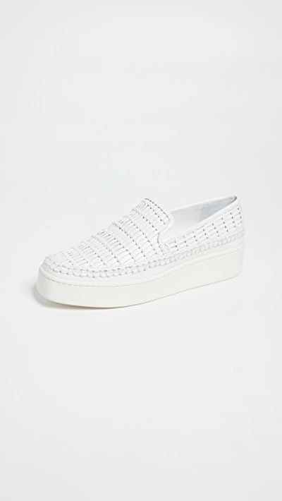 Vince Women's Stafford Woven Leather Platform Slip-on Sneakers In Off White