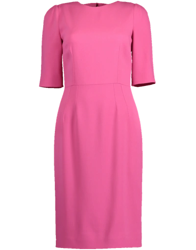 Dolce & Gabbana Half-sleeve Jewel-neck Sheath Dress In F0733 Pink