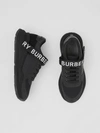Burberry Logo Detail Leather, Nubuck And Mesh Sneakers In Black