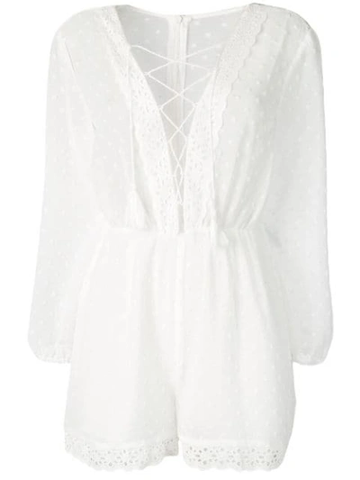 Jovonna Embroidered Playsuit In Bianco
