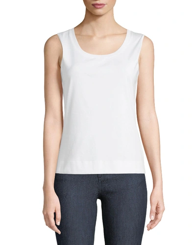 LAFAYETTE 148 STRETCH COTTON SCOOP NECK TANK,PROD141400052