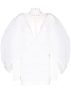 Balmain Mockneck Pleated Twist Chiffon Dress In White